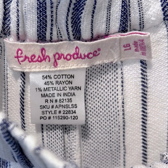 Fresh Produce Surfside Selena Blue Stripe Wide Leg Beach Resort Pant Size L - Picture 2 of 6